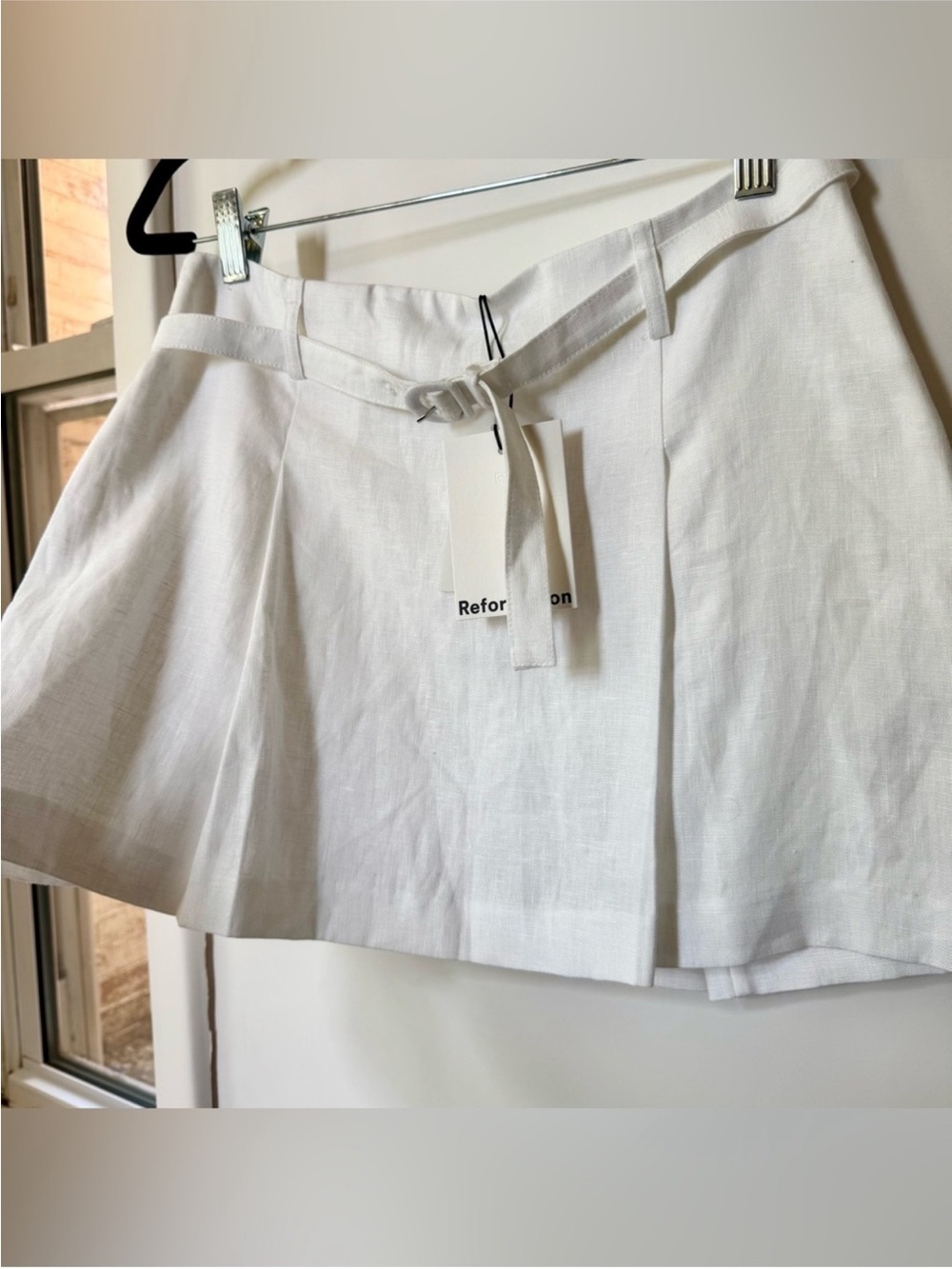 NWT Reformation Rory Mini Linen Skirt White 2 - Picture 5 of 11